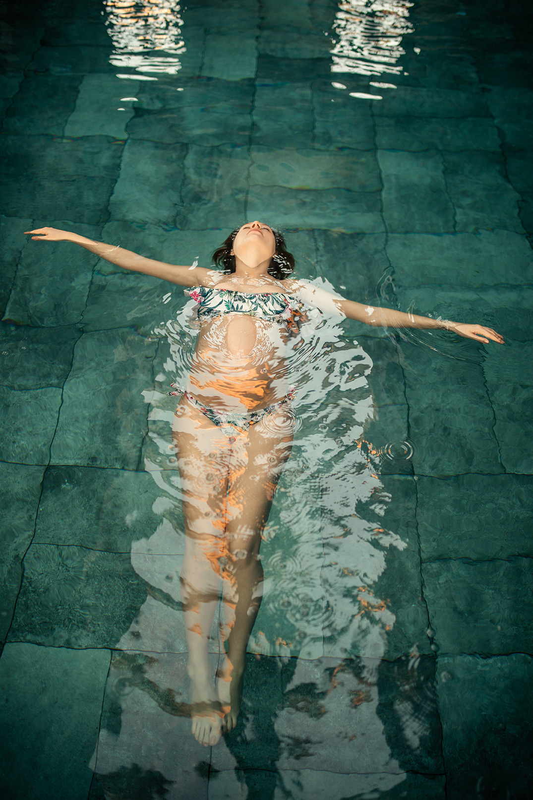 woman floating in water