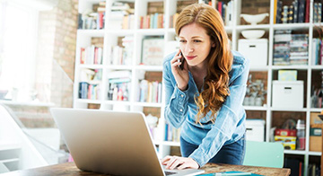 Woman working on laptop